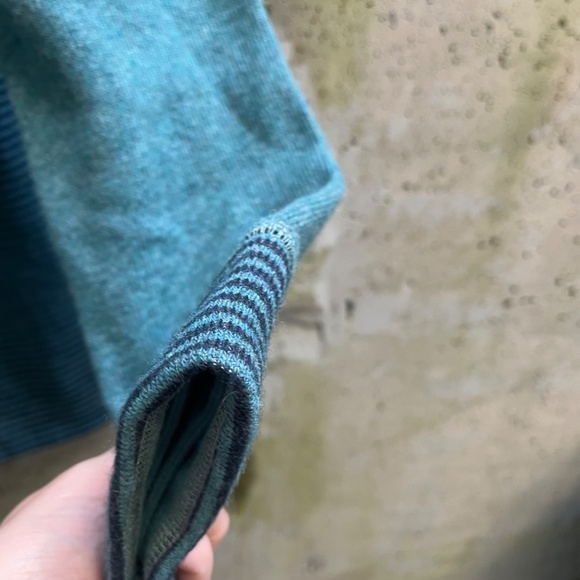 PrAna Kari Sweater / Jacket in Teal Green, Wool Blend + Fleece with Hood, Small - Picture 6 of 16